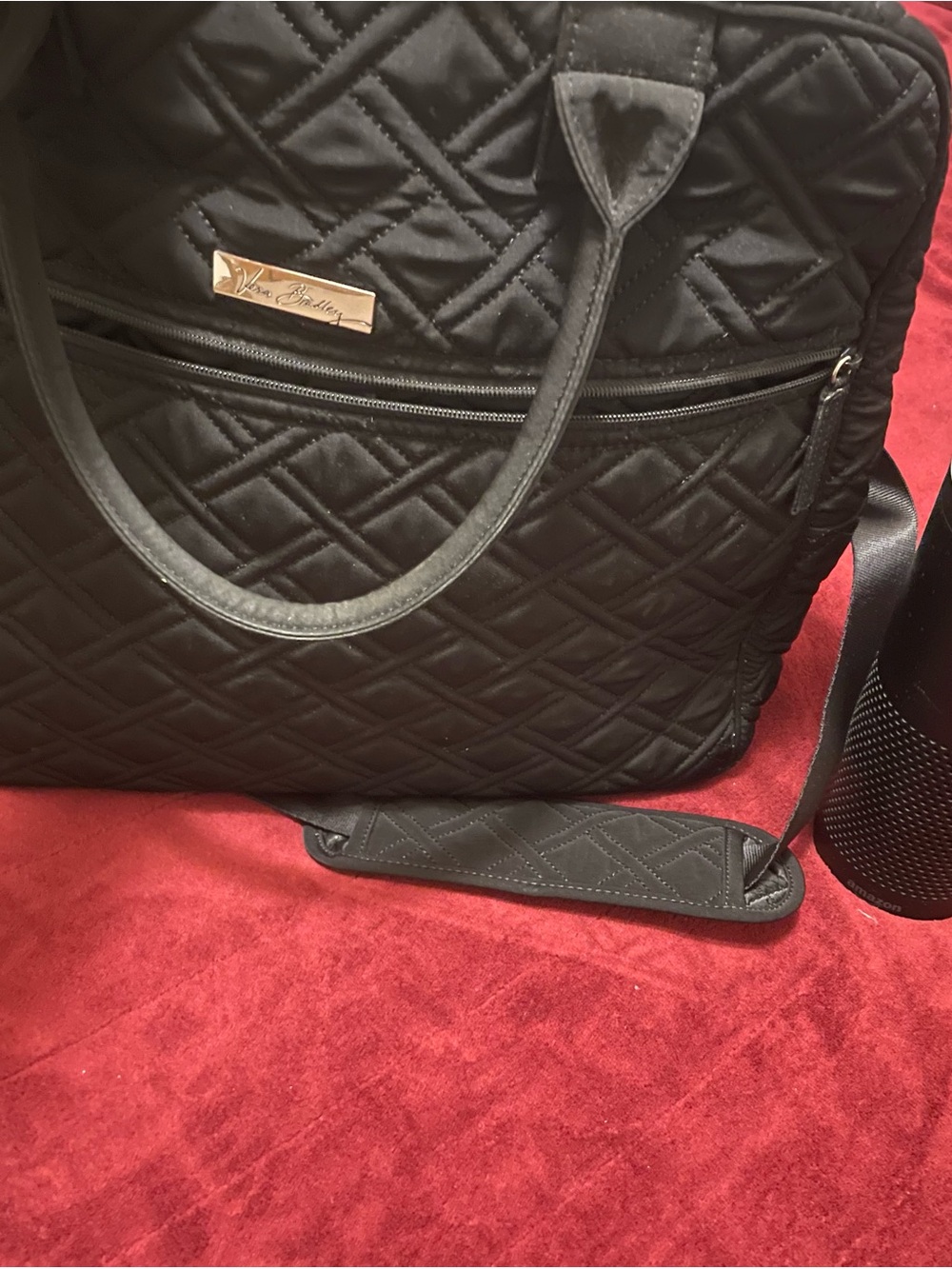 Vera Bradley Black Quilted Travel Bag Tote - Picture 2 of 9